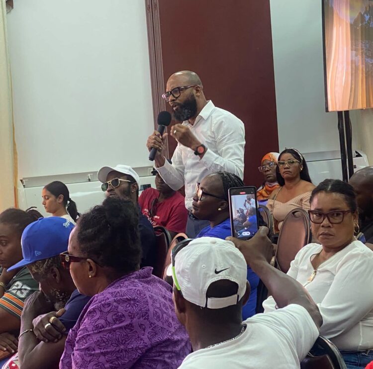 Saiku Andrews MP (APNU) speaking the MV Barima COI meeting on Wednesday Oct 7, 2026 at the Arthur Chung Convention