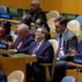 The Cuban delegation, including Cuban foreign minister Bruno Rodriguez Parrilla, center, reacts after a vote on ending the United States’ blockade of Cuba at United Nations headquarters, Wednesday, Oct. 28, 2026. (AP Photo/Seth Wenig) License this photo