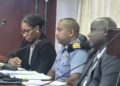 Center- Guyana Defence Force Coast Guard Commander David Shamsudeen
