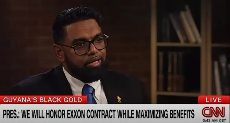 President Dr Mohamed Irfaan Ali during an interview with CNN anchor and chief national security analyst Jim Sciutto