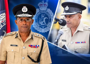 L-R Police Commissioner Clifton Hicken , Deputy Commissioner of Police Fizal Karimbaksh