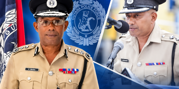 L-R Police Commissioner Clifton Hicken , Deputy Commissioner of Police Fizal Karimbaksh