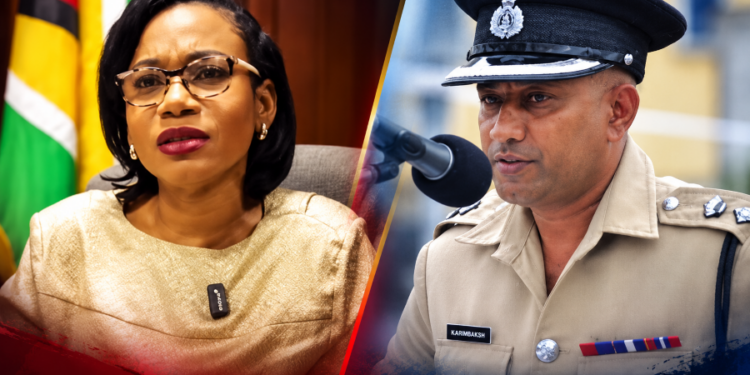 L-R Minister of Home Affairs, Oneidge Walrond and Deputy Commissioner Fazil Karimbaksh,