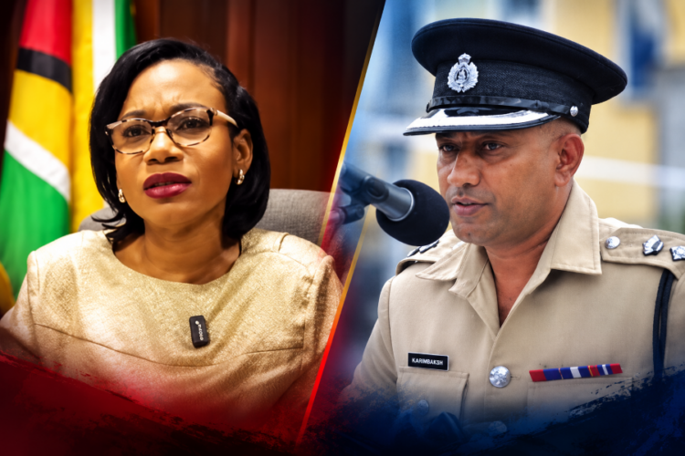 L-R Minister of Home Affairs, Oneidge Walrond and Deputy Commissioner Fazil Karimbaksh,