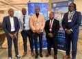 From left to right : Mayor of Georgetown Mr. Alfred Mentore, Deputy Mayor of Linden Mr. Wainwright Bethune, Mayor of Linden Mr Dominic Blair, Mayor of New Amsterdam Mr Wainwright Mc Intosh, and Deputy Mayor of New Amsterdam Mr. Kirk Fraser.