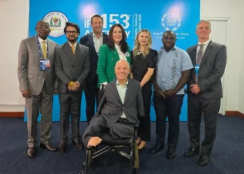 Minister within the Office of the Prime Minister with Responsibility for Public Affairs and Information, Kwame McCoy, with other delegates of the IPU’s Standing Committee on Human Rights and Democracy, held from October 5 to 9, 2026