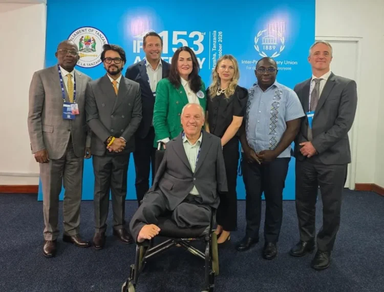 Minister within the Office of the Prime Minister with Responsibility for Public Affairs and Information, Kwame McCoy, with other delegates of the IPU’s Standing Committee on Human Rights and Democracy, held from October 5 to 9, 2026